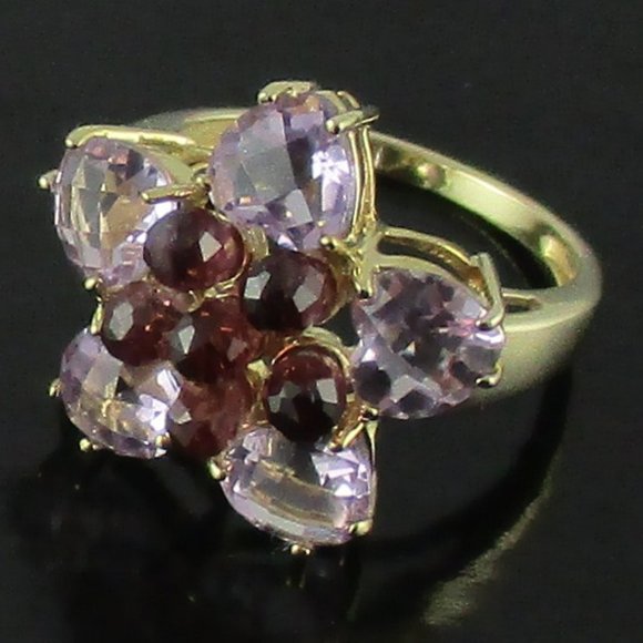10K Lilac Quartz & Rhodolite 6.04ct Ring - Picture 6 of 11